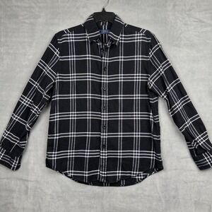Polo Ralph Lauren Plaid Flannel Button Down Shirt Womens Size Medium Black White